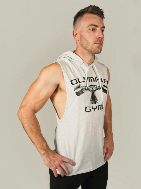 man in olympia gym shirt