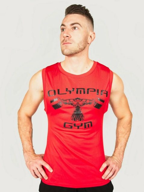 man in olympia gym shirt